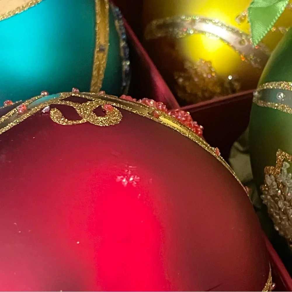 SET of 4 Paisley Ball Heirloom Ornaments - North Pole Collection - by Waterford